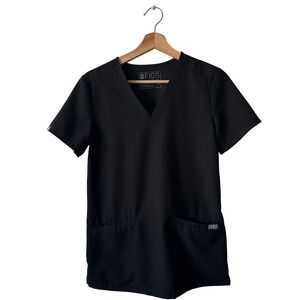 FIGS Technical Collection Black V Neck Scrub Top Short Sleeve XXS